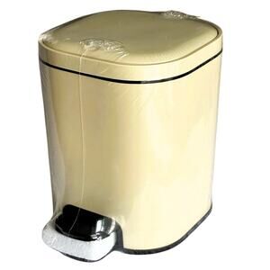 BRAND NEW ~ Small Beige Bathroom Step On Flip Top Trash Can Wastebasket ~ 8L